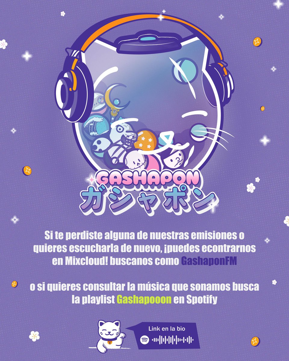 Si te perdiste algún programa ya estamos en #mixcloud les dejamos el Link abajito 📻🎶☁️

mixcloud.com/GashaponFM/