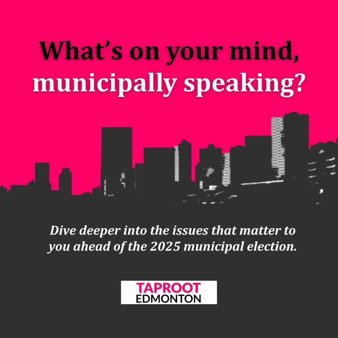 What should the candidates in the upcoming municipal election know?

Join us to share your opinion on topics such as urban planning, infrastructure, transit, homelessness, or fiscal responsibility: edmonton.taproot.vote/2025  

#YEGvote #Edmontonelection