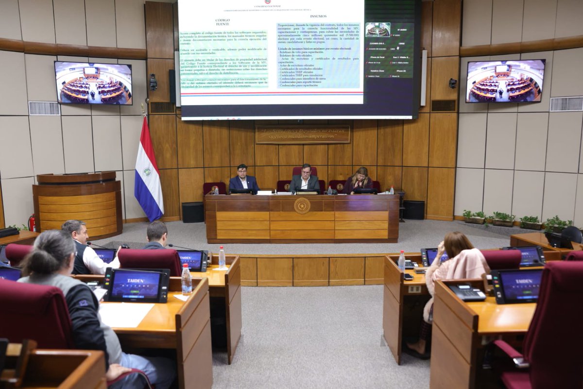 El senador <a href="/Arnaldo_Sam/">Arnaldo Samaniego</a>, preside la reunión de la Comisión Especial  para el Monitoreo y Control de las  Máquinas de Votación Electrónica, con técnicos del Tribunal Superior de Justicia Electoral <a href="/TSJE_Py/">Justicia Electoral 🇵🇾</a>

📍Sala de sesiones del #SenadoPy, tercer piso.