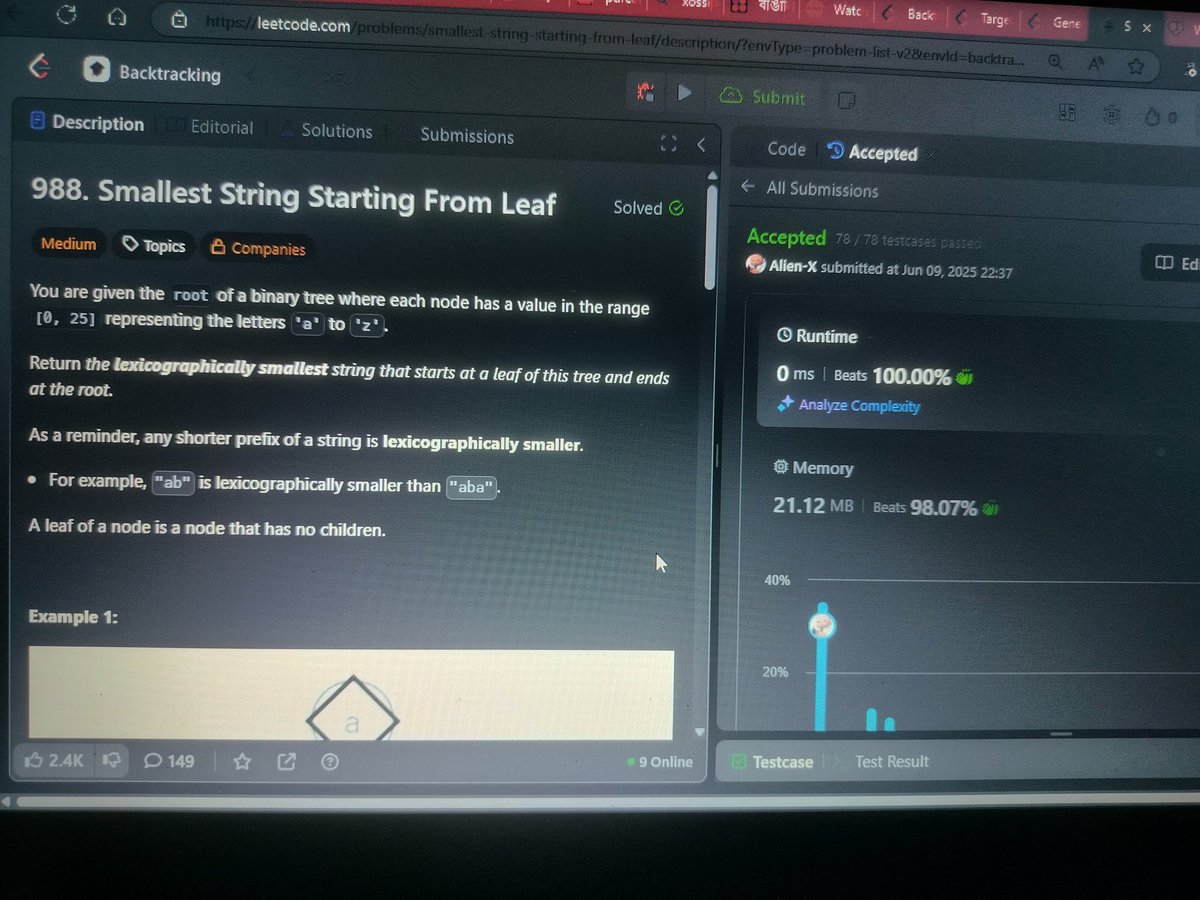 M56957992Pritam's tweet image. #Day_8 of #100_days_of_code 
09 / 06 / 2025, Sunday

113.  Smallest String Starting From Leaf 
79. Target sum