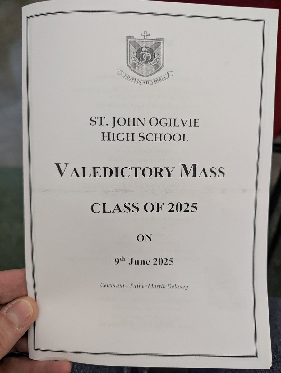 Lady Bedlamb (@flumpsf) on Twitter photo Mixed emotions tonight as we celebrate the leavers mass for our Ronan and his <a href="/StJOHS/">St John Ogilvie HS</a> classmates. A place I was never sure we'd get to but thanks to the amazing support staff and teachers at the school we did.
Good luck in your future endeavours Class of 2025.
Fidelis ad Finem Mixed emotions tonight as we celebrate the leavers mass for our Ronan and his <a href="/StJOHS/">St John Ogilvie HS</a> classmates. A place I was never sure we'd get to but thanks to the amazing support staff and teachers at the school we did.
Good luck in your future endeavours Class of 2025.
Fidelis ad Finem