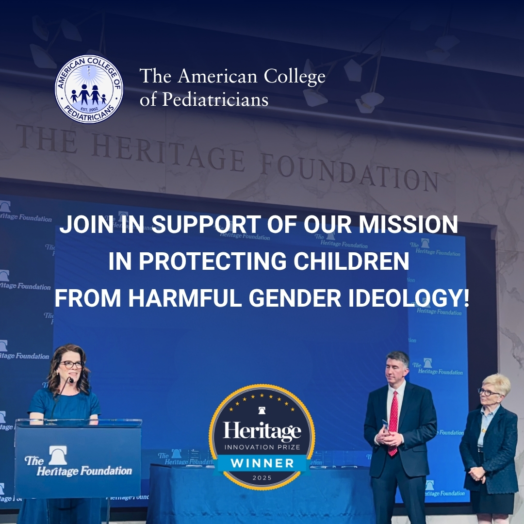 The American College of Pediatricians is the leading medical organization protecting the biological integrity of children against transgender ideology.  

Consider supporting our efforts today! 💌acpeds.charityproud.org/Donate/Index/?… 

ACPeds is a 501(c)(3) nonprofit dedicated to scientific