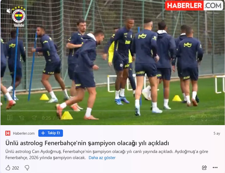 Falcı kehanetleri gelmeye başladıysa yeni sezon başlamıştır.😀
Yeni sezon spoiler:⬇️
Haziran: Jüpiter Dünya'ya yaklaştı Fenerbahçe'ye şans getirecek
Temmuz: Transfer şampiyonuyuz.
Ağustos: Büyük geliyoruz.
Eylül: O sene bu sene.
Ekim: Durduramayacaksınız.
Kasım: 6 Kasım kutlaması