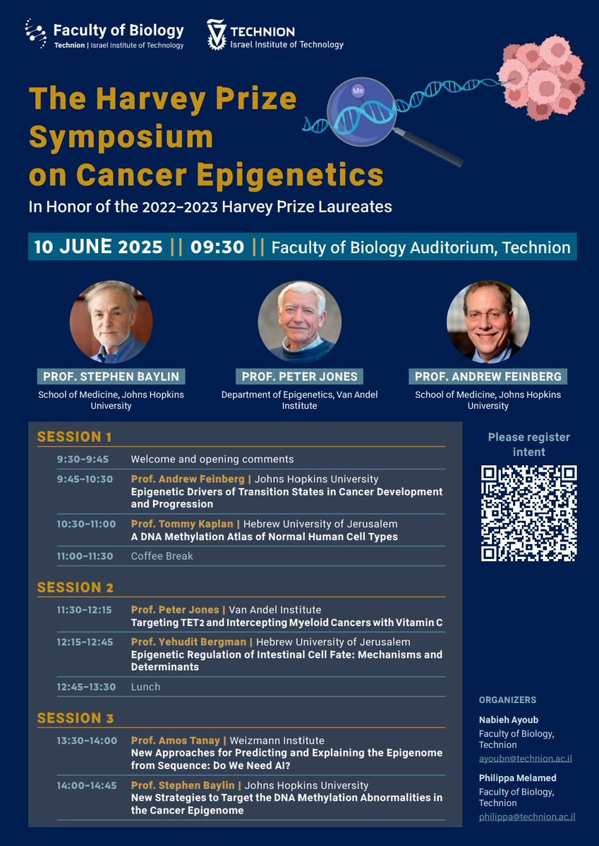 LabPMelamed's tweet image. Looking fowards tmrw to our Cancer Epigenetics symposium. @BiologyTechnion @TechnionLive @technion All welcome.