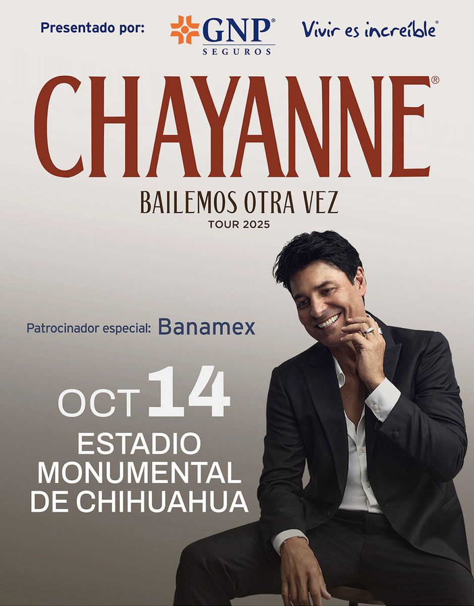💃🔥 ¡Chihuahua, prepárate para bailar otra vez! 🎤✨ El gran Chayanne llega al Estadio Monumental de Chihuahua este 14 de octubre con su tour #BailemosOtraVez. Un show lleno de energía, emoción y todos sus éxitos. 🎶❤️ 📍 Boletos en: eticket.mx #GenerandoEmociones