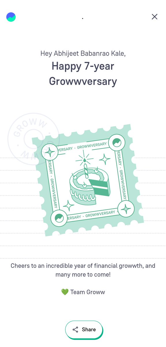 😇Really Happy to Grow with #Groww!!
7 year #growwversary

A year of investing smarter with Groww! #GrowwMoment

<a href="/lkeshre/">Lalit Keshre</a> 
<a href="/_groww/">Groww</a>