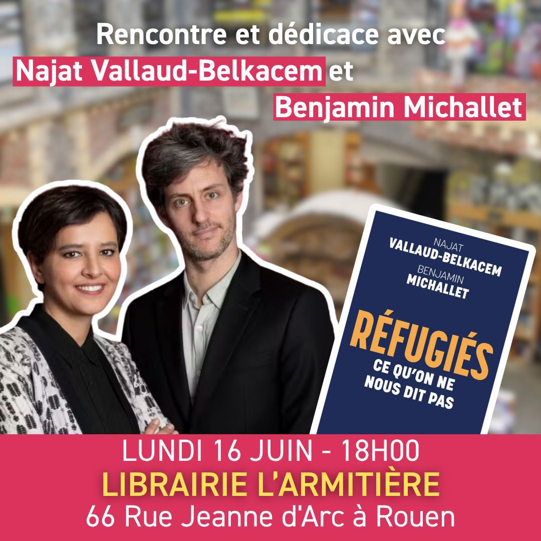 Florence Hérouin Léautey (@fleautey) on Twitter photo Lundi 16 juin, à 18h, venez échanger avec <a href="/najatvb/">Najat Vallaud-Belkacem</a> et Benjamin Michallet pour déconstruire les idées reçues et les amalgames sur les réfugiés : les raisons qui les poussent à fuir leur pays, leur parcours, et la vie meilleure à laquelle elles et ils aspirent.
Soyons nombreuses Lundi 16 juin, à 18h, venez échanger avec <a href="/najatvb/">Najat Vallaud-Belkacem</a> et Benjamin Michallet pour déconstruire les idées reçues et les amalgames sur les réfugiés : les raisons qui les poussent à fuir leur pays, leur parcours, et la vie meilleure à laquelle elles et ils aspirent.
Soyons nombreuses