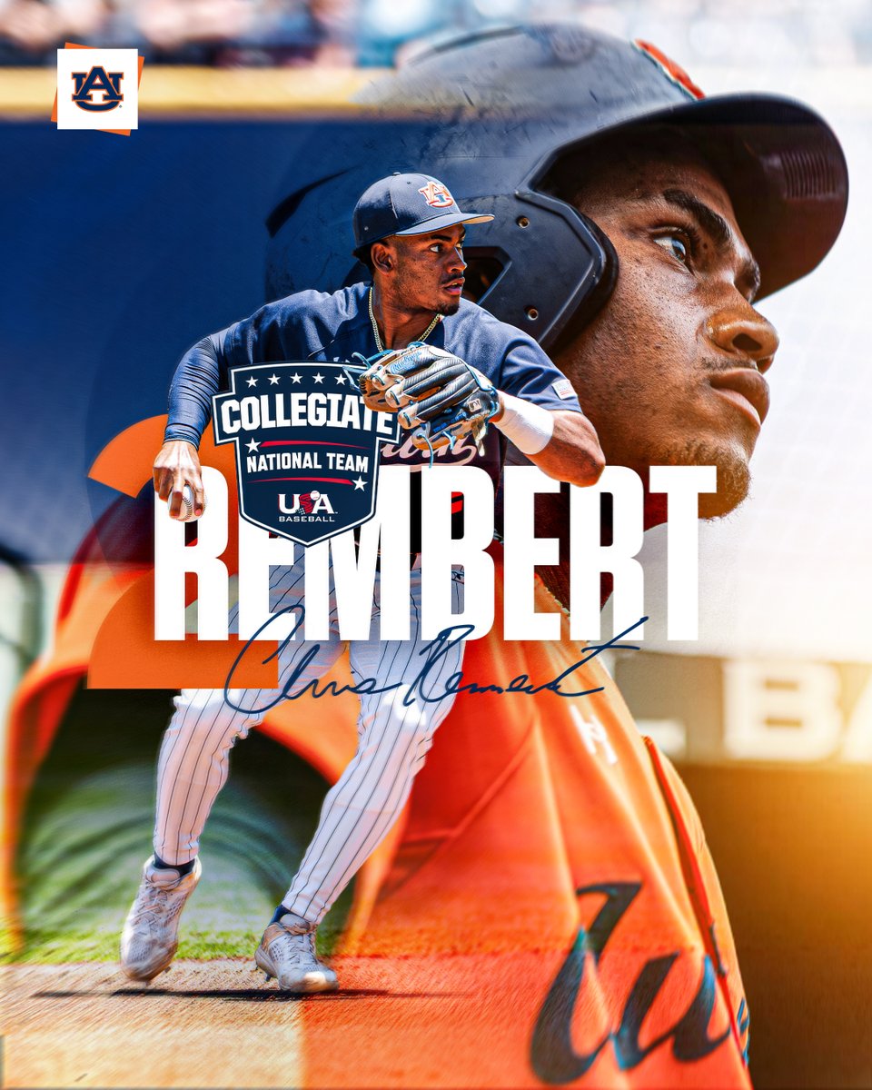 Auburn Baseball (@auburnbaseball) on Twitter photo Reppin' the Stars & Stripes. 🇺🇸
<a href="/ChrisRembertt/">Chris Rembert</a> has earned an invite to the <a href="/USABaseballCNT/">USA Baseball CNT</a> training camp!
📰 » auburntige.rs/3FQKpRl
#WarEagle | #ForGlory Reppin' the Stars & Stripes. 🇺🇸
<a href="/ChrisRembertt/">Chris Rembert</a> has earned an invite to the <a href="/USABaseballCNT/">USA Baseball CNT</a> training camp!
📰 » auburntige.rs/3FQKpRl
#WarEagle | #ForGlory