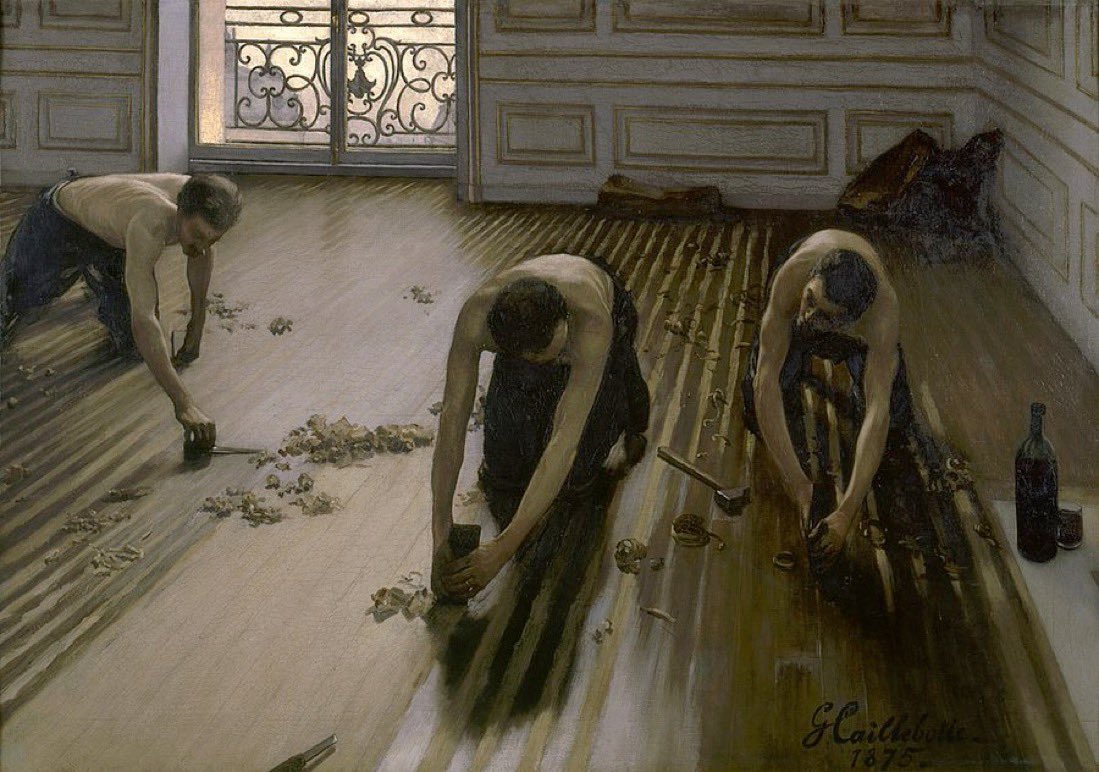 allontanarsio's tweet image. The Floor Scrapers, Gustave Caillebotte (1875)