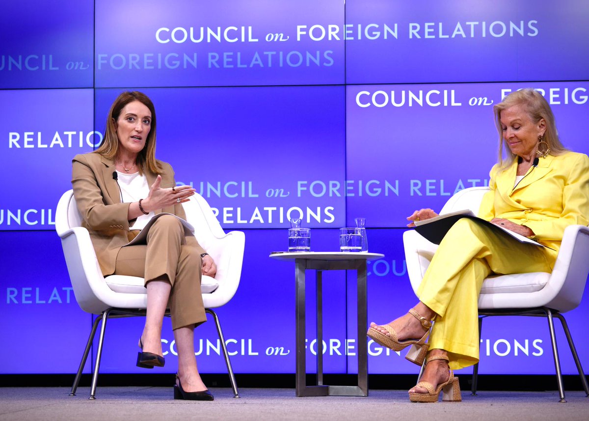 Roberta Metsola (@ep_president) on Twitter photo The challenges the world faces require a strong transatlantic partnership.
Speaking at <a href="/CFR_org/">Council on Foreign Relations</a> in New York, I underlined the role of <a href="/Europarl_EN/">European Parliament</a> in leading the debate, shaping legislation and parliamentary diplomacy 🇪🇺🇺🇸 The challenges the world faces require a strong transatlantic partnership.
Speaking at <a href="/CFR_org/">Council on Foreign Relations</a> in New York, I underlined the role of <a href="/Europarl_EN/">European Parliament</a> in leading the debate, shaping legislation and parliamentary diplomacy 🇪🇺🇺🇸