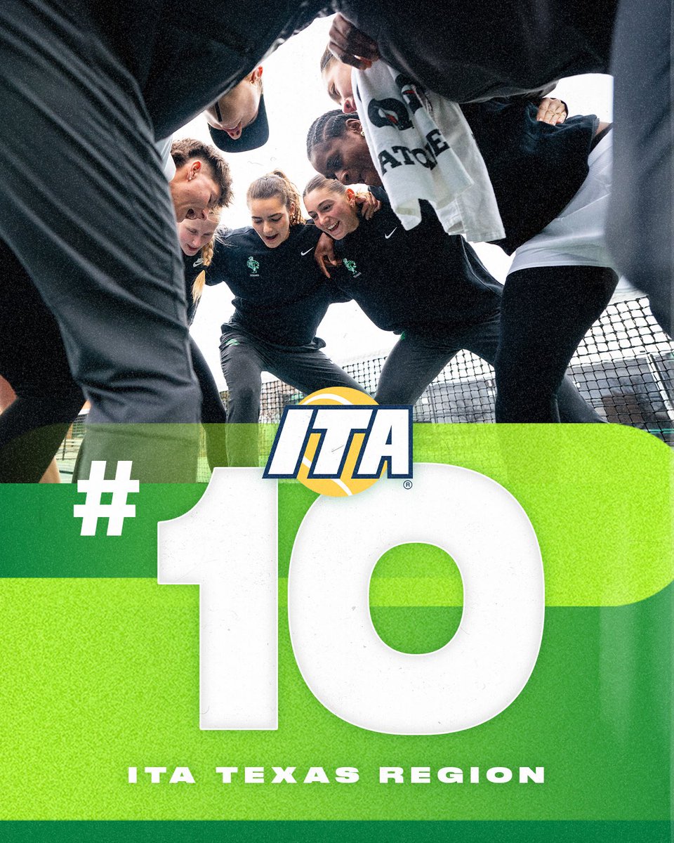 MeanGreenTennis's tweet image. TOP-🔟!!
UNT closes the season ranked #10 in the final @ITA_Tennis Texas Regional Poll!
#GMG🦅