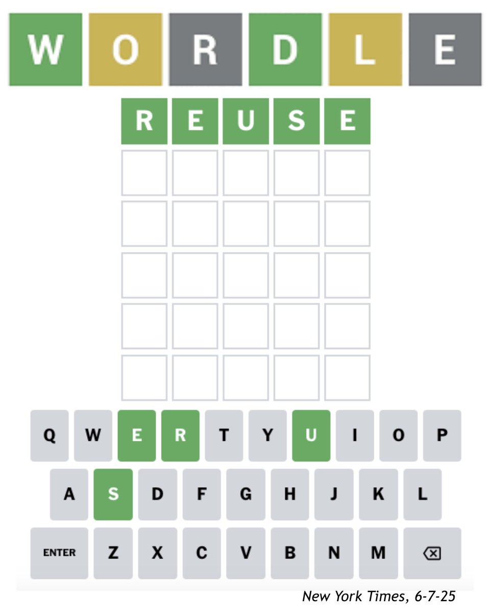 r.World (@rworldreuse) on Twitter photo ♻️ Wordle’s word of the day? REUSE.
When <a href="/nytimes/">The New York Times</a> puts reuse front and center, you know the movement’s here.
Smart in games. Smarter in life.
Let’s keep playing (and living) smarter.
#rWorld #ReuseRevolution #Wordle #CircularEconomy #Sustainability ♻️ Wordle’s word of the day? REUSE.
When <a href="/nytimes/">The New York Times</a> puts reuse front and center, you know the movement’s here.
Smart in games. Smarter in life.
Let’s keep playing (and living) smarter.
#rWorld #ReuseRevolution #Wordle #CircularEconomy #Sustainability