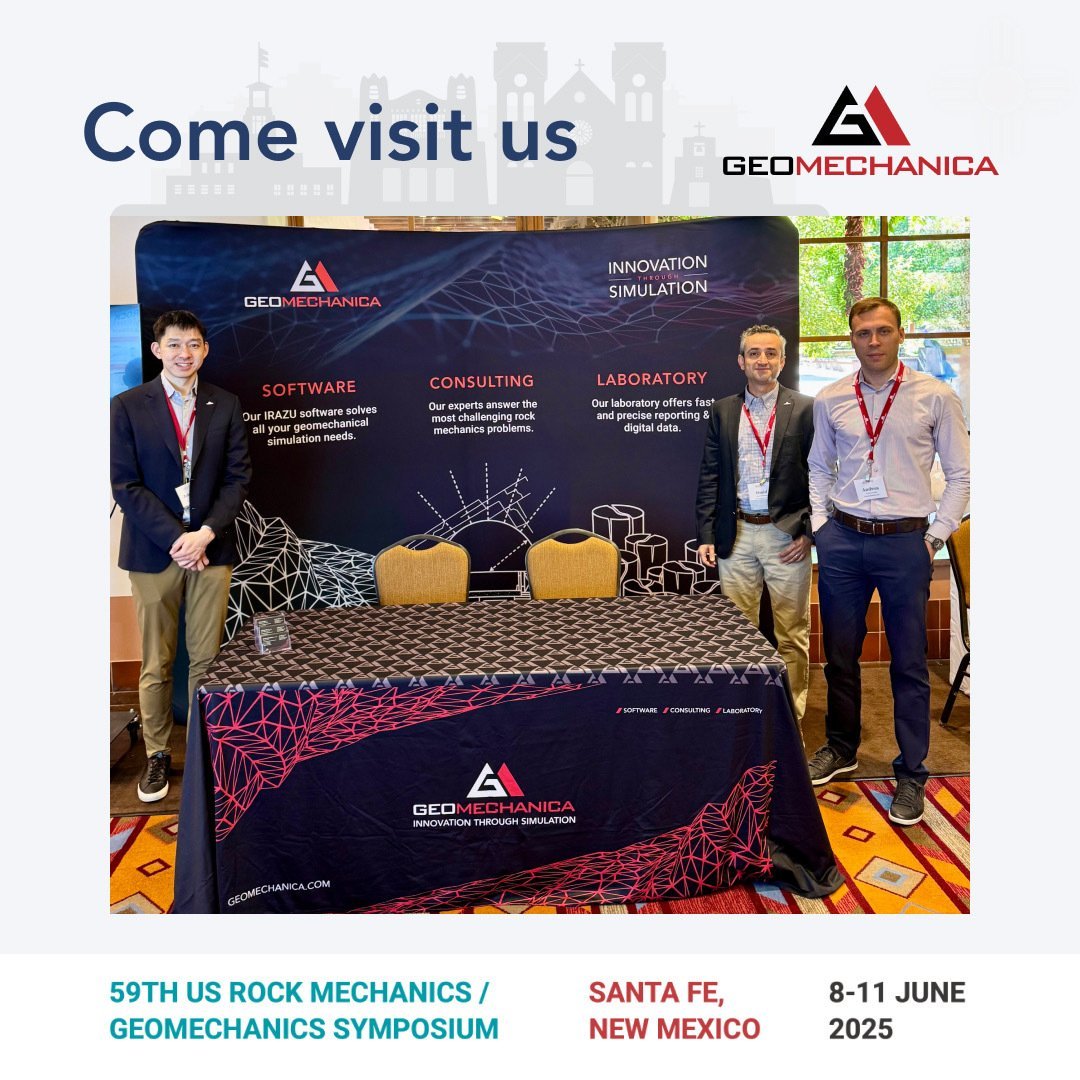 Geomechanica has arrived at #ARMA’s 59th US Rock Mechanics / Geomechanics Symposium! Stop by our booth to chat with our team, learn about our geomechanics simulator #IRAZU &amp; how it can address the most challenging #rockmechanics problems. #ARMA2025