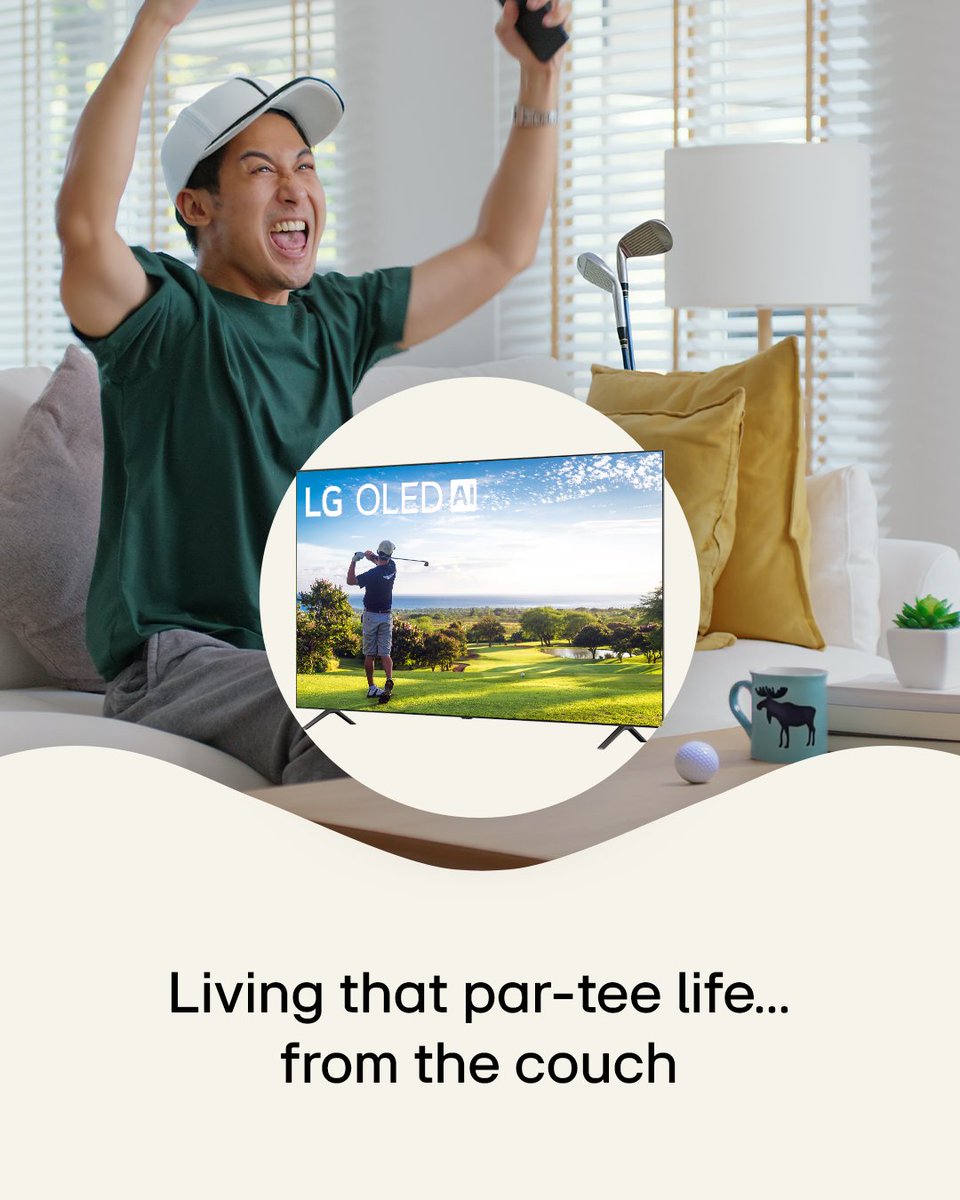 Golf season is in full swing and Canadians everywhere are locked in. Especially the ones watching on our LG 77" OLED B5. The picture is so clear, it feels like being right there. 

Learn more: lge.ai/60134H6pB

#LG #LifesGood #OLEDTv #GolfSeason #HomeViewingGoals