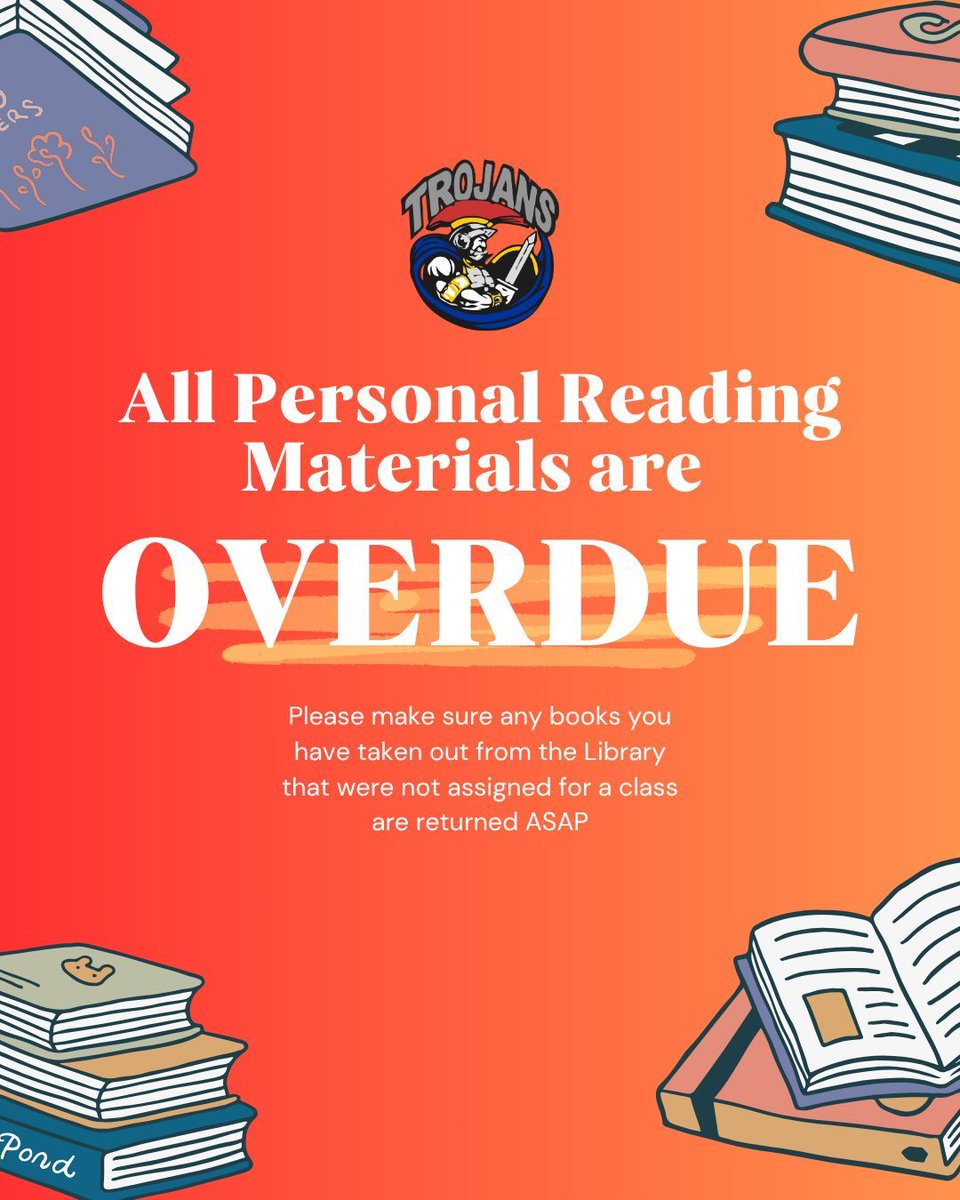 All personal reading materials from the WW Library are now overdue!  Please return them as soon as possible.