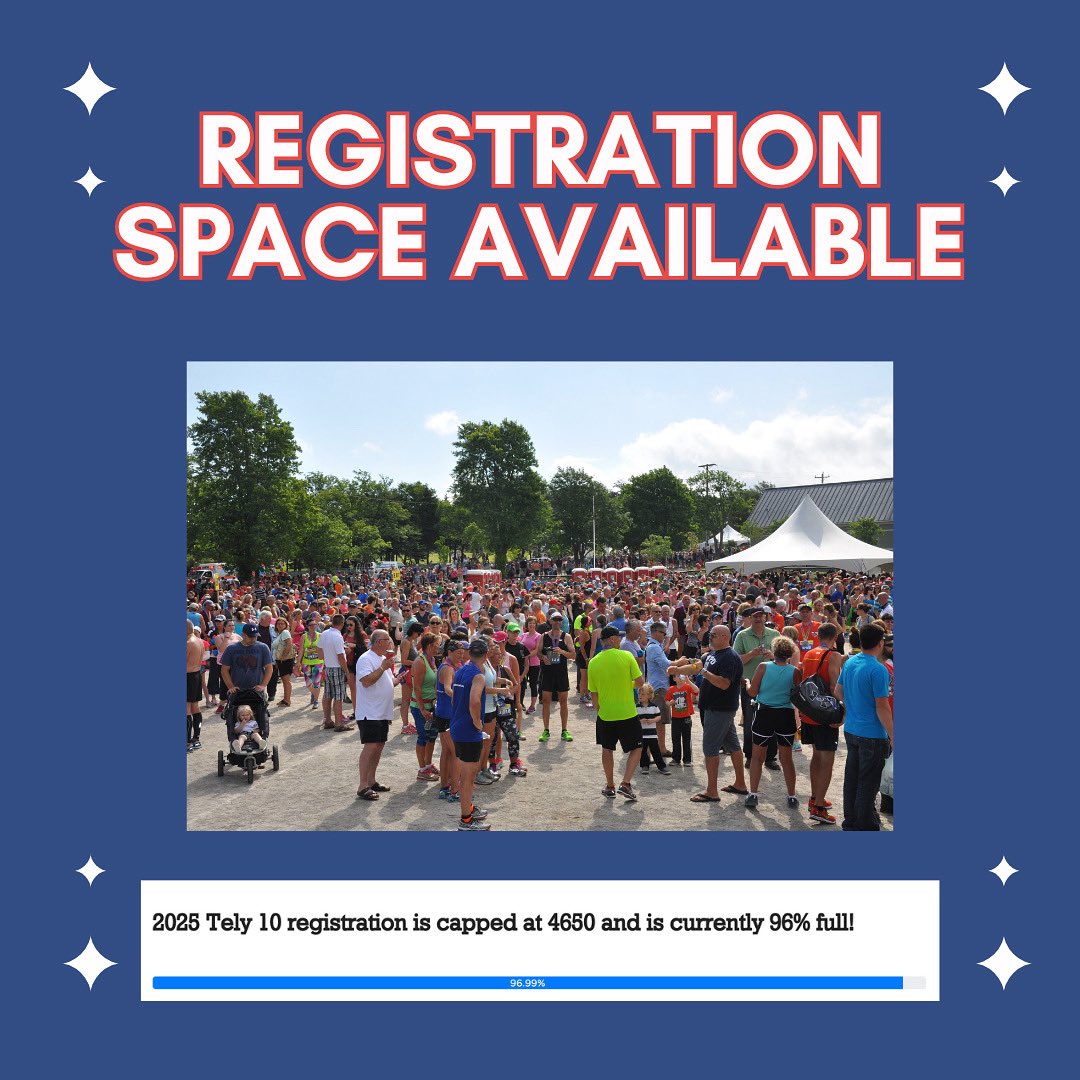 Tely10NL's tweet photo. Only 140 spots left for the 2025 Tely10! ⏳ Don’t miss your chance to be part of this year’s race. Register now before it’s full! https://t.co/LHFIWQIWVZ