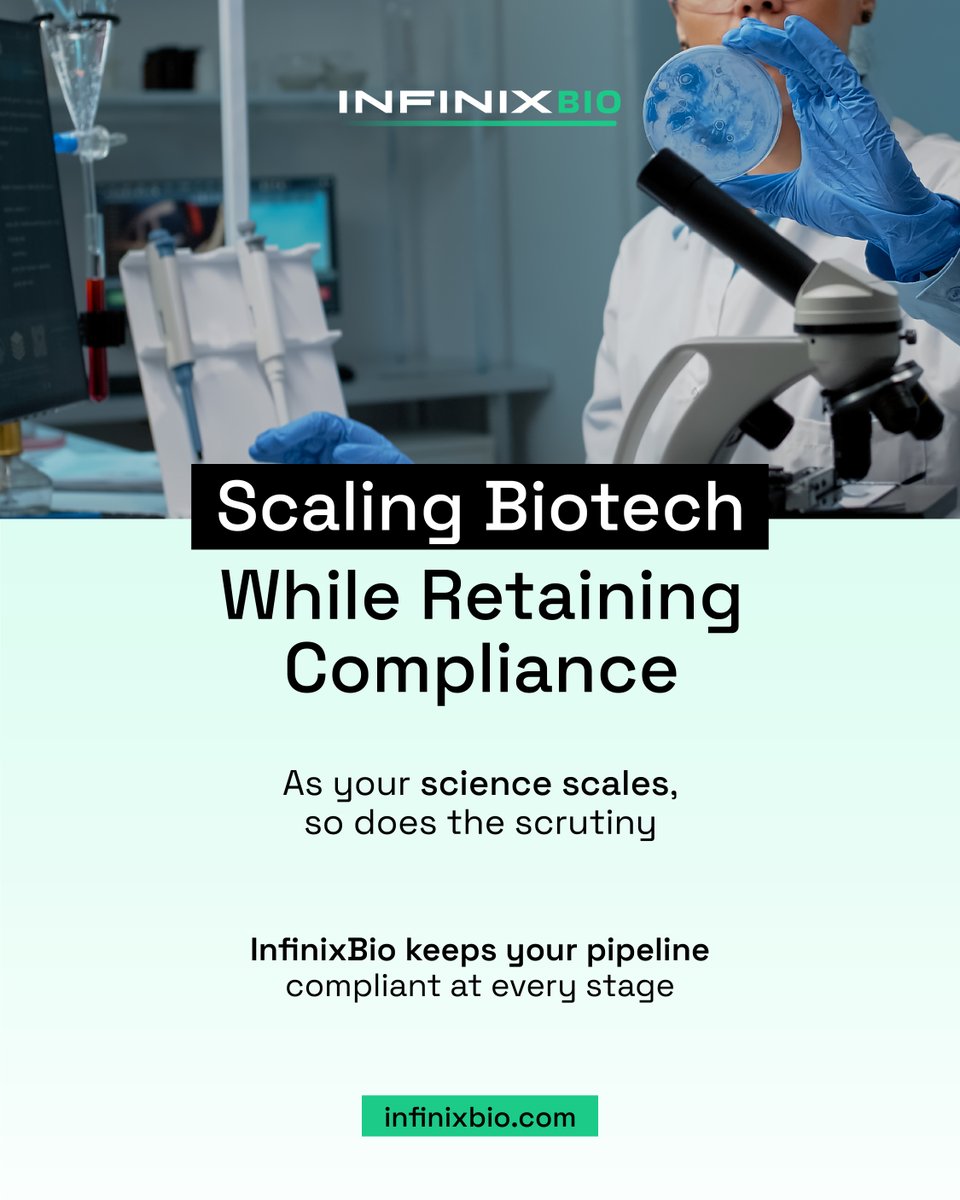 InfinixBio's tweet photo. Growing R&amp;D means more regulatory eyes on you. InfinixBio helps you scale without slipping—contact us to learn how we can help you.!

🔗 [https://t.co/rJY714s33e](https://t.co/NONBFjrdEp) #CRO #Biotech #Compliance https://t.co/Fs2YfphBUr
