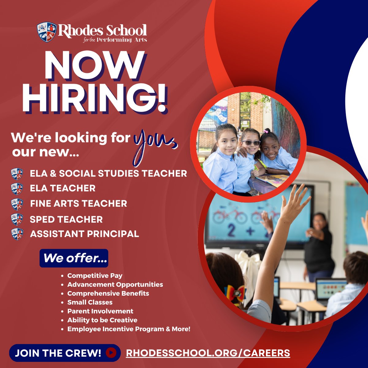 💻 Now accepting applications for teaching positions at #RSPA!

👨‍🏫 Innovate
👨‍👩‍👧‍👧 Collaborate
💡Develop

Join our CREW of dedicated educators—shaping the future &amp; making an impact, one scholar at a time! Visit ow.ly/7ZBO50W6uq3 &amp; apply today!
#NowHiring #HoustonTeachingCareers