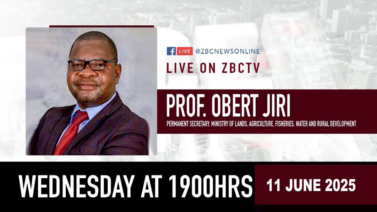 MinofLands,Agric,Fisheries,Water&Rural Development (@molafwrd_zim) on Twitter photo Don't miss out this exciting live interview with the Permanent Secretary | Prof. <a href="/obertjiri/">Obert Jiri</a> on ZBT-TV | Wednesday 11 June 2025, 1900hrs!
Ensuring #foodsecurity | everywhere | everyday! Don't miss out this exciting live interview with the Permanent Secretary | Prof. <a href="/obertjiri/">Obert Jiri</a> on ZBT-TV | Wednesday 11 June 2025, 1900hrs!
Ensuring #foodsecurity | everywhere | everyday!