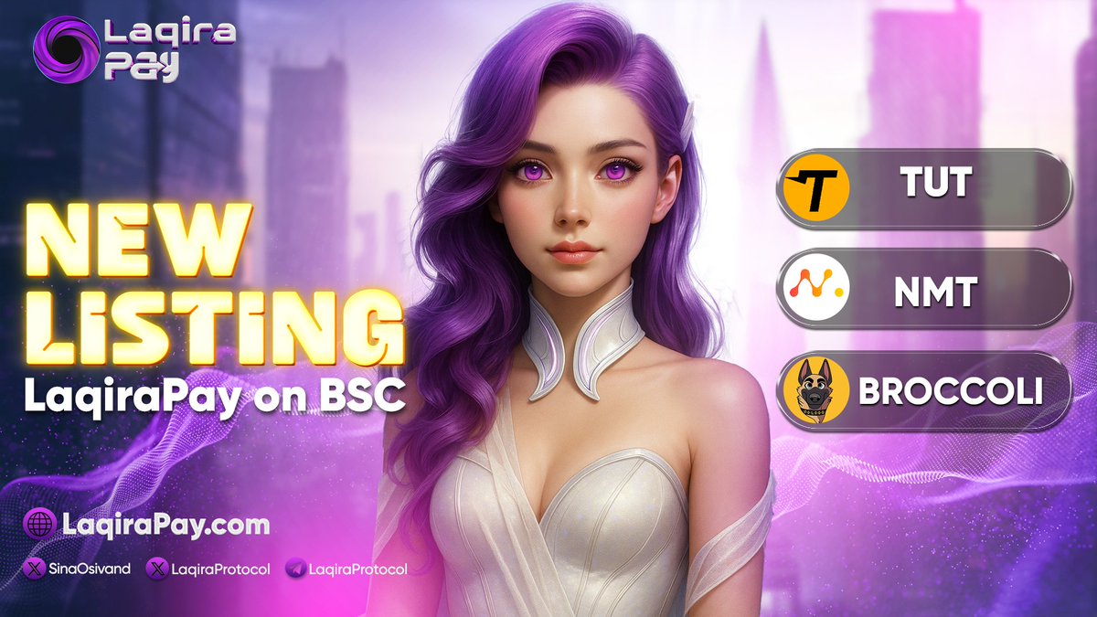 🚀 #LaqiraPay New Listings 🎉  

🔥 #TUT, #NMT and #BROCCOLI listed on LaqiraPay. 💥  

💡 LaqiraPay is a fully decentralized, asset-agnostic, multi-network payment portal with enhanced flexibility and security through blockchain technology (Chainlink price feeds), offering