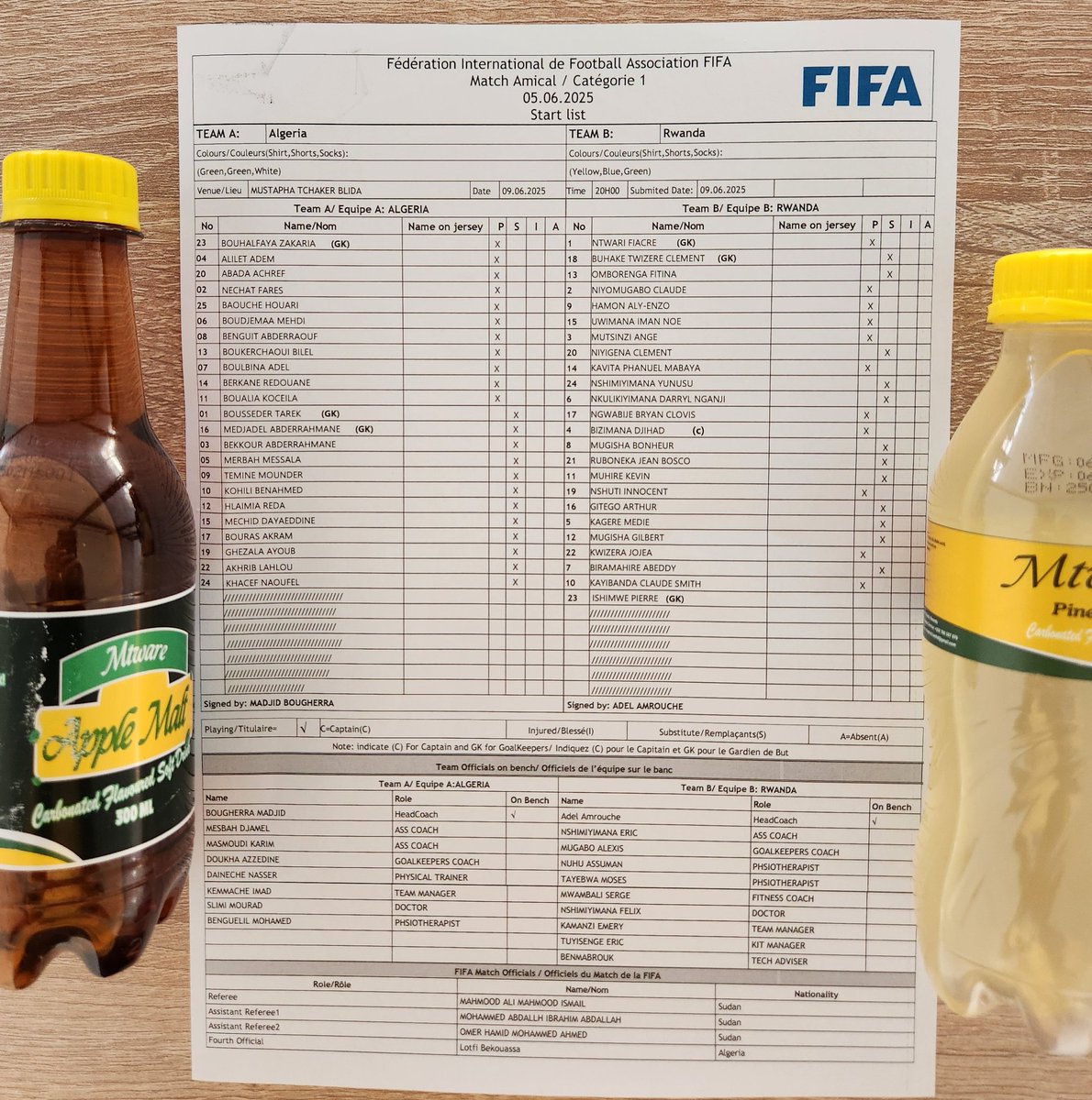 TityKayishema's tweet photo. #Algeria v #Rwanda starting 11
Hamon Ally Enzo, Uwimana Claude, Kayibanda Smith Claude babanje mu kibuga.
#MtwareBeverages, #Mtware ni umutware mu binyobwa bidasembuye https://t.co/fsXRSmCdyT