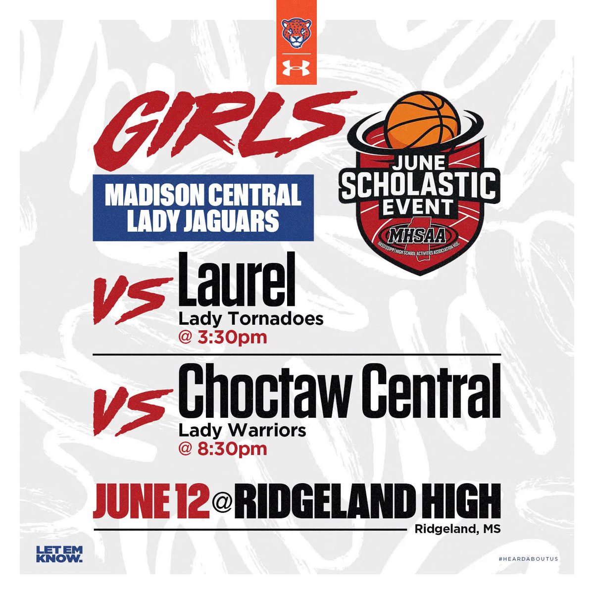 First NCAA and MHSAA sanctioned live event for our high schools. Some of the top talent in the state will be playing in 3 gyms on June 12th and 13th. 

The Lady Jags will play on Thursday, June 12th at Ridgleand HS. 
#HeardAboutUs #letemKNOW