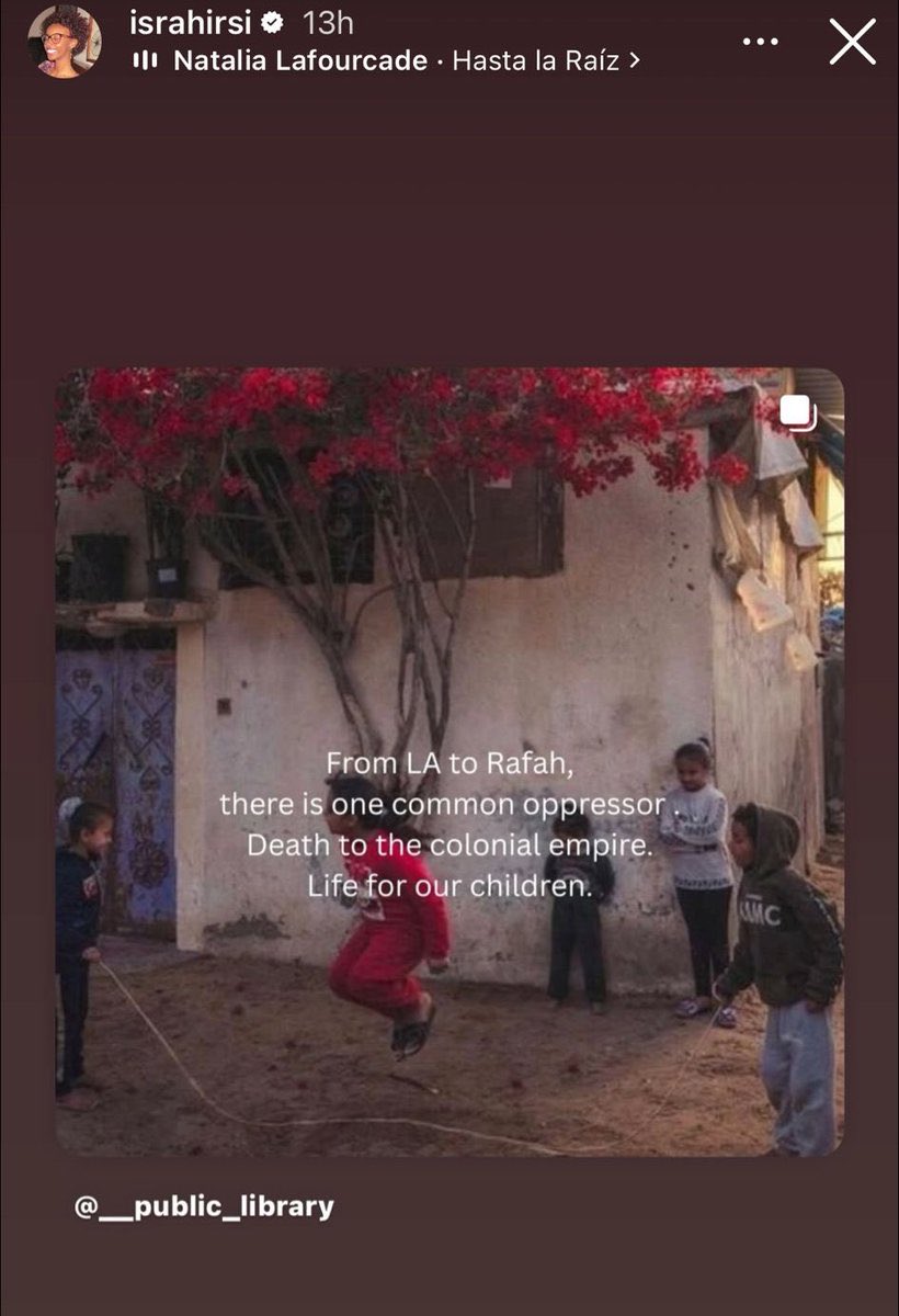 Laura Loomer (@lauraloomer) on Twitter photo This is a real post by <a href="/IlhanMN/">Ilhan Omar</a> Ilhan Omar’s daughter.
She is supporting violence in the LA riots and calling for the end of Western Civilization. This is a real post by <a href="/IlhanMN/">Ilhan Omar</a> Ilhan Omar’s daughter.
She is supporting violence in the LA riots and calling for the end of Western Civilization.