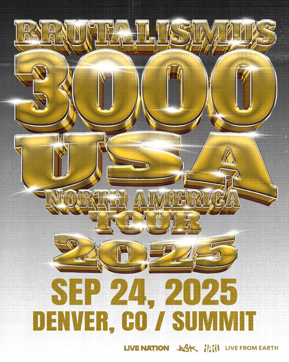 ATTN: Denver‼️ On Sept. 24, we're going to the mile high city with Brutalismus 3000 at Summit in collaboration with LIVE FROM EARTH &amp; <a href="/MAYBEFOREVER2K/">MAYBE FOREVER</a> 

sign up for presale access at link in bio or at hardfest.co/b3k-denver-sig…

presale: june 12 @ 10am pt
general: june 13 @ 10am pt