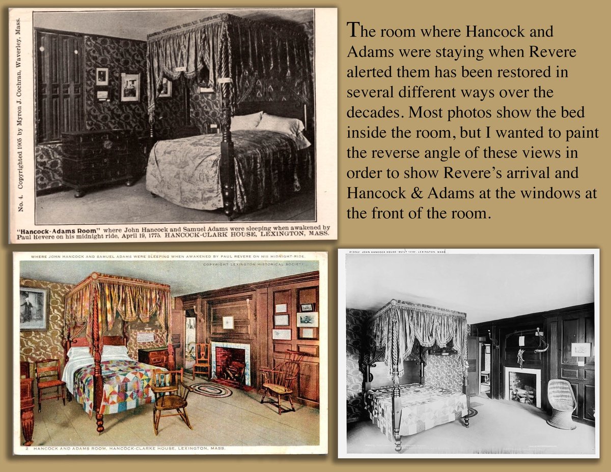 The Lexington Historical Society was especially generous in giving us access to the Hancock Adams room for detailed reference photos as well as a special look at a surviving example of what witnessed the events that evening (to be posted later on).