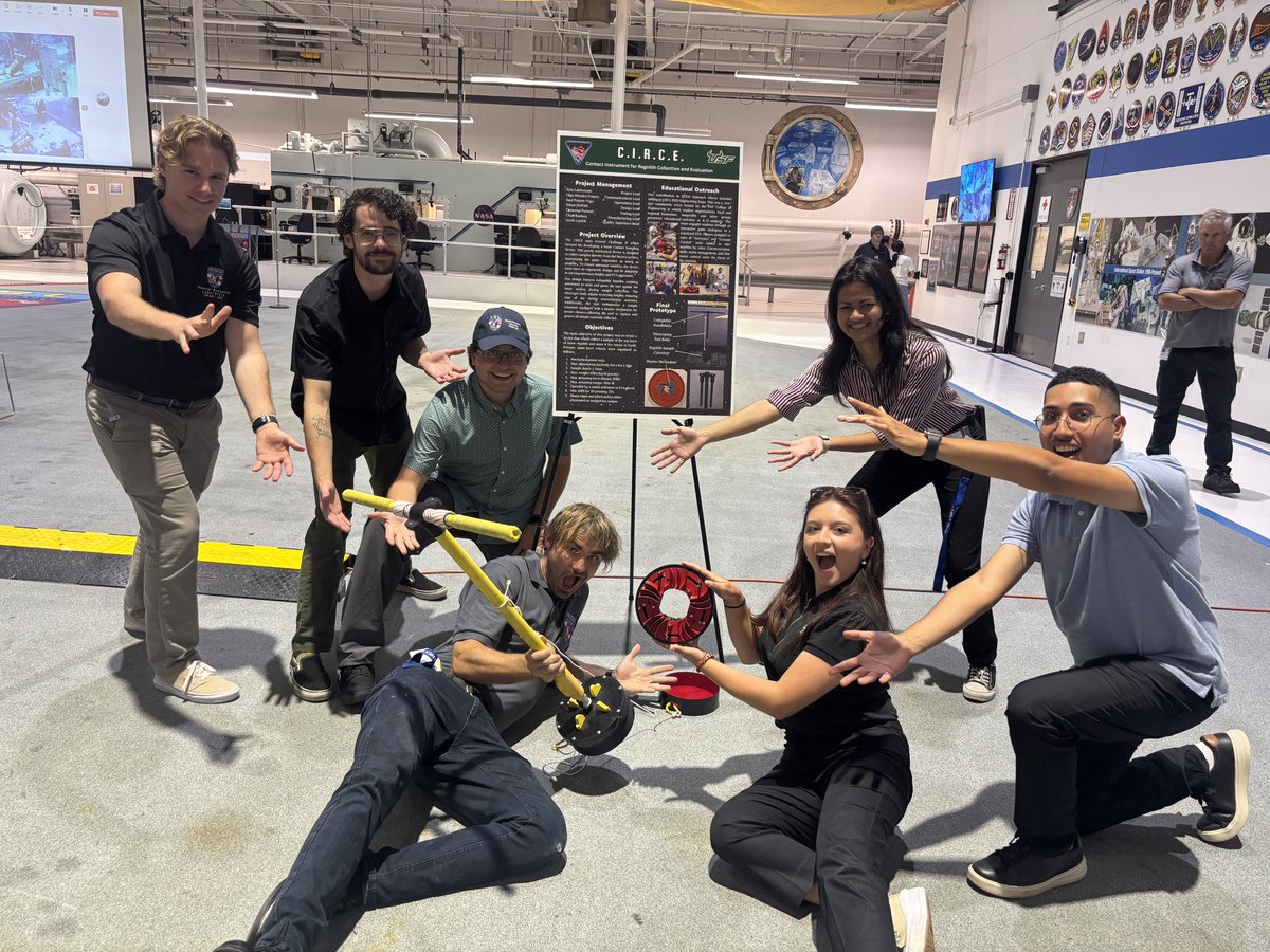 EngineeringUSF's tweet image. 🚀 USF Engineering students &amp;amp; alum traveled to NASA’s Johnson Space Center to test their student-built lunar regolith sampler in the Neutral Buoyancy Lab! The project was designed during a USF fall 2024 course &amp;amp; earned a spot in the 2025 Micro-g NExT challenge. 🌕 #USFEngineering