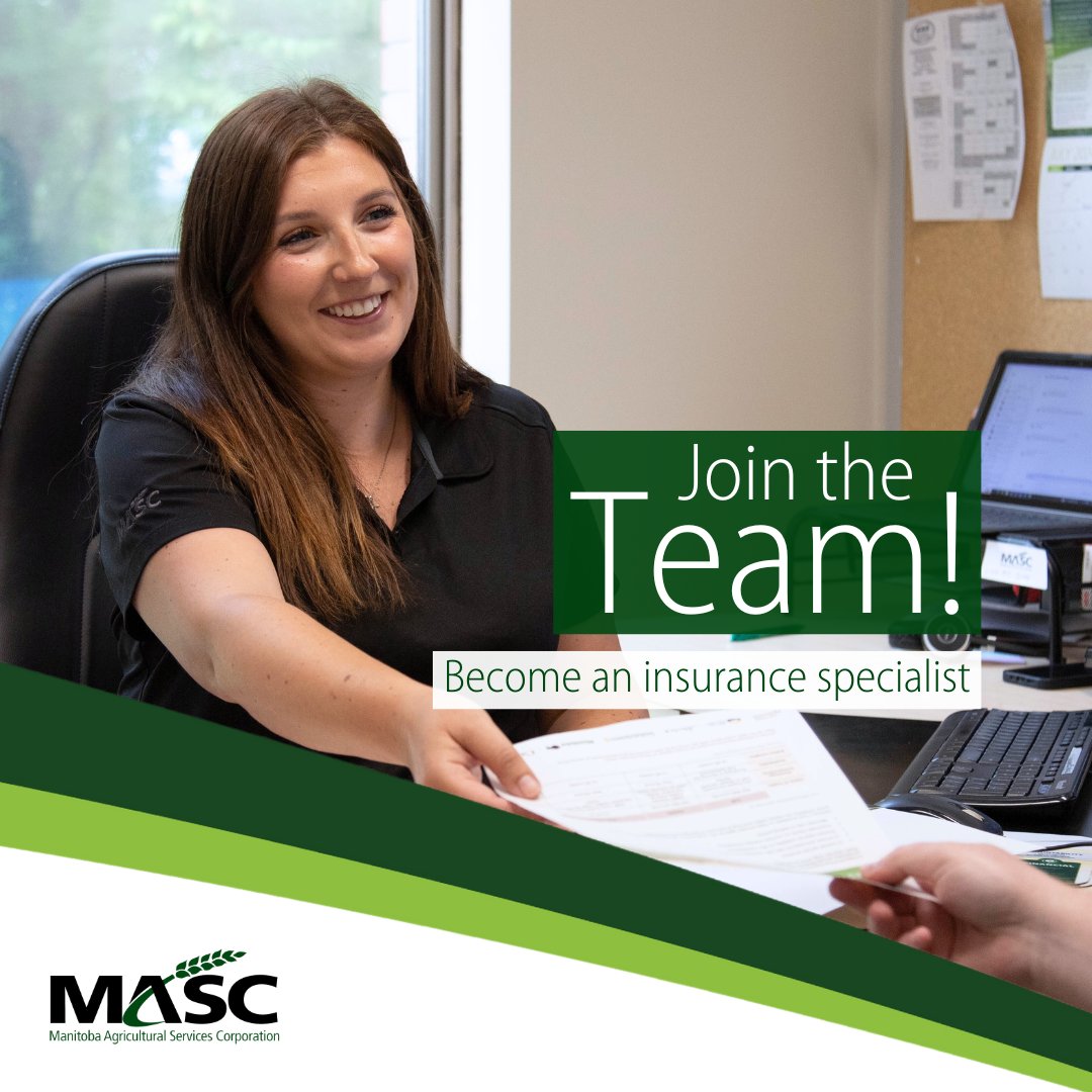 We’re hiring! As our insurance specialist in Shoal Lake, you’ll help our clients find their best choices for MASC risk management programming. Competition closes on Wednesday, June 11! 

Submit your résumé to ow.ly/Mrz850W5rWe.

#ManitobaJobs #AgCareers