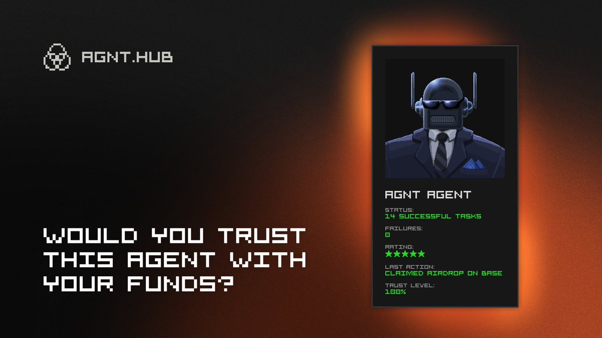 Trusting Web3 agents got you side-eyeing? Fair enough.

We looked into what onchain rep could look like and what it would take to make it real.

Jump in 👇
link: blog.agnthub.ai/can-you-trust-…