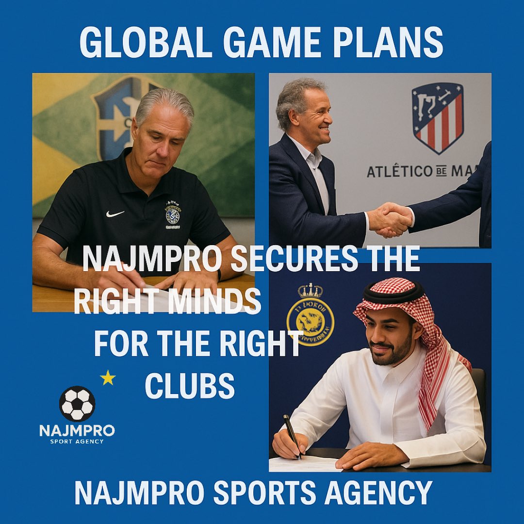 Najmpro_Agency's tweet photo. Strategic minds build winning clubs. Najmpro places world-class coaches where they belong — at the top.
#SportsAgency #FootballAgency #SoccerAgency #PlayerTransfers #CoachTransfers #GlobalFootball #InternationalSoccer #FootballTransfers #SoccerTransfers #GlobalSports https://t.co/DAmaZoNqda