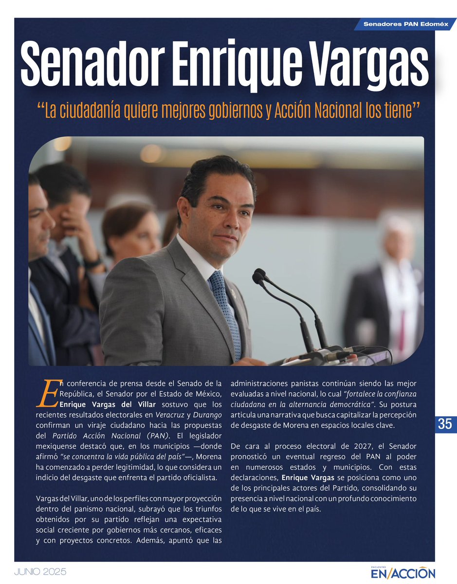 REEnAccion's tweet photo. 📍“La ciudadanía quiere gobiernos cercanos, eficaces y con principios y esos los tiene @AccionNacional”: Senador @EnriqueVargasdV desde el Senado de la República. 🔵⚪️

El PAN se consolida como una opción sólida con rumbo al 2027.🇲🇽 https://t.co/AClCu53hfZ