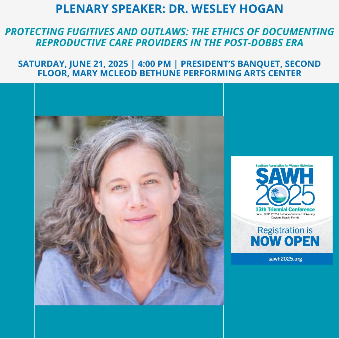 Attn #SAWH2025: Our 2nd Plenary features Dr. Wesley Hogan about "Protecting Fugitives and Outlaws: The Ethics of Documenting Reproductive Care Providers in the Post-Dobbs Era."
Saturday, June 21, 2025 <a href="/4/">w</a>:00 PM @ 2nd Floor, Mary McLeod Bethune Performing Arts Center