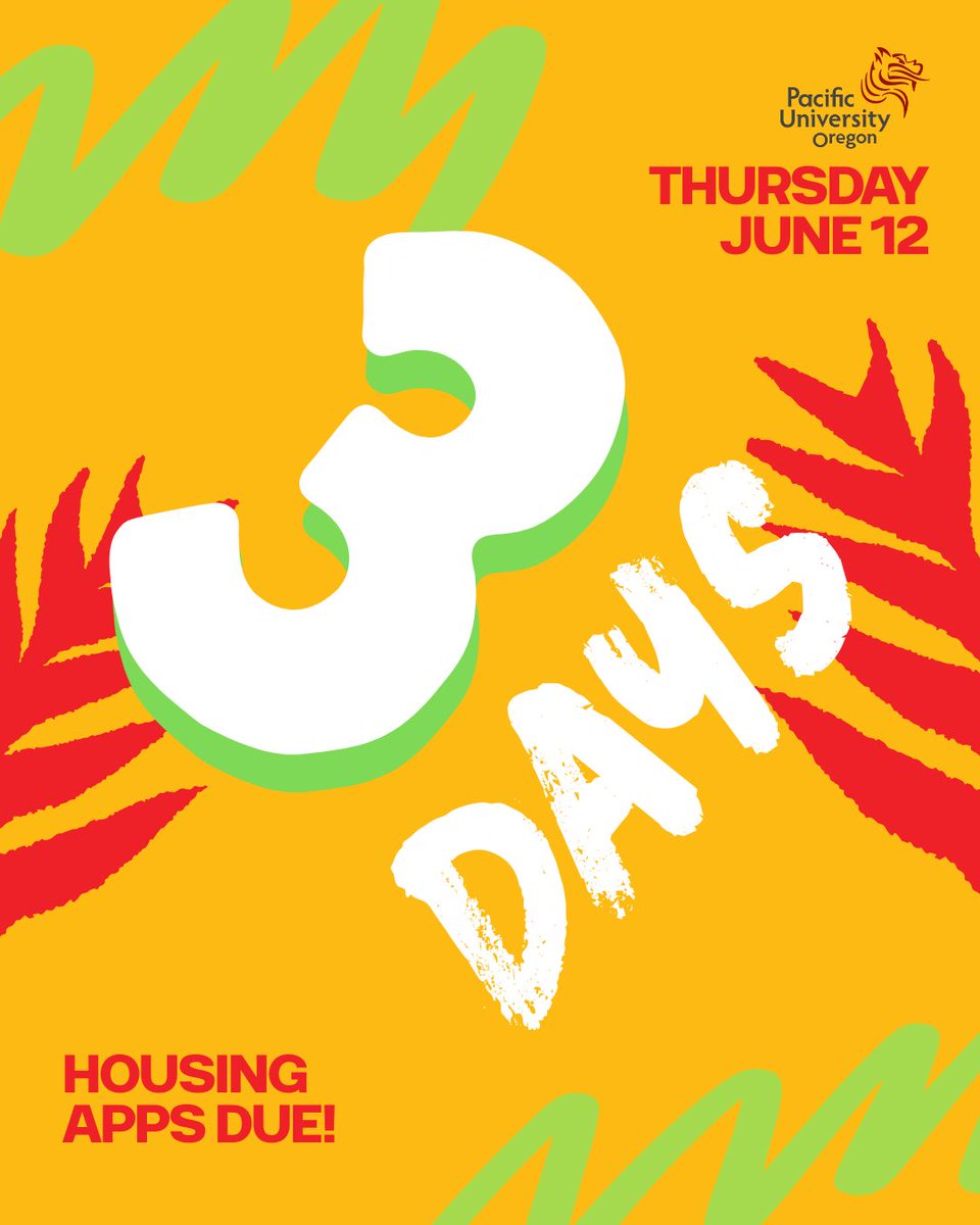 In just a few steps, you could be calling Pacific your home away from home. 🏡 Don’t miss the friendships, late-night study sessions, &amp; spontaneous adventures waiting for you.
✅ Housing apps due Thursday, June 12
👉 Link in bio to apply!
#CountdownToMoveIn #PacificU #HomeIsHere