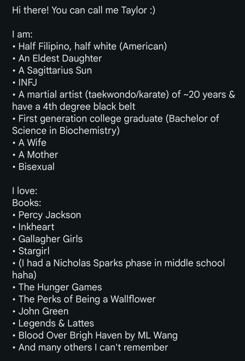 TheArch3rTaylor's tweet image. Hi, introducing me 🖤
This is an incomplete list of things I am and things I love and would love to chat about 🫶