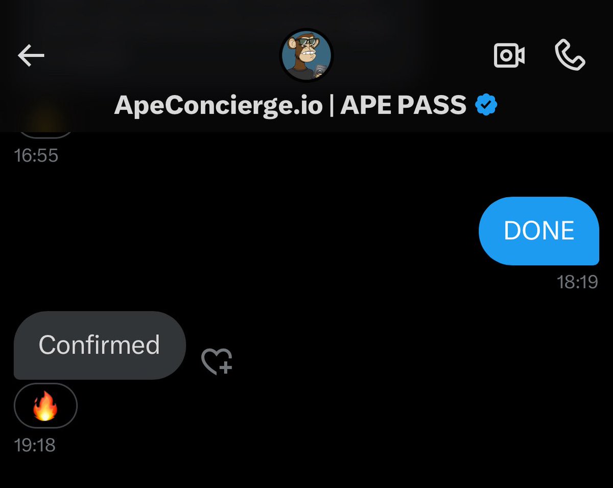 The only DM that matters this week. 
IYKYK. <a href="/ApeConcierge/">ApeConcierge.io | APE PASS</a>