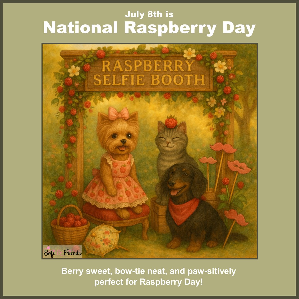 SofiandFriends's tweet image. Berry bows, selfie sass, and one raspberry-topped cat—Sofi &amp;amp; Friends nailed National Raspberry Day in the sweetest shoot ever! 🍓📸🐾
 etsy.com/shop/SofiandFr…
#RaspberryDay #SofiAndFriends #PetStyleParty