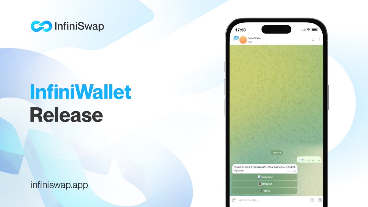InfiniSwapX's tweet image. We are pleased to announce that the closed beta of InfiniWallet is now live!

After months of hard work, our brand new product is ready for a beta. This product, built in Telegram, will be the first of its kind to offer certain functionalities 🔥

Who is eligible for the closed…