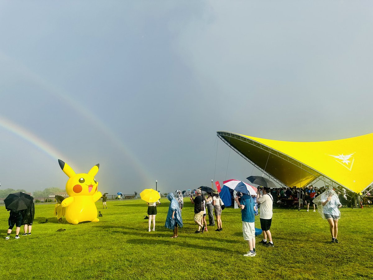 Velaphinx's tweet photo. The Pika at the end of the rainbow🗽 #PokemonGOFest2025 https://t.co/Hym0hrhDgU