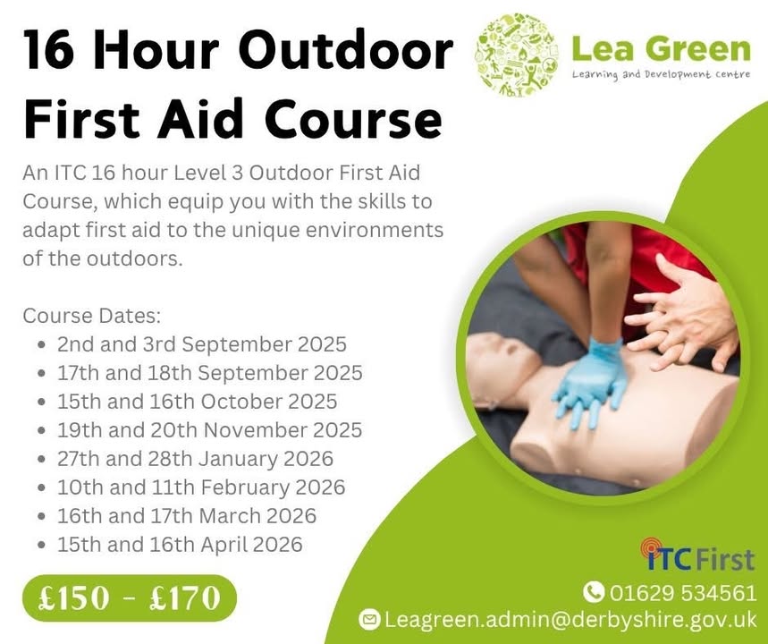 Lea Green Centre (@leagreencentre) on Twitter photo 📣 First Aid 📣
What’s included?
🌟 Certificate
🌟 High quality tuition
🌟 Hot buffet lunch
🌟 Hot drinks and biscuits throughout the day
For more information and to book, click on the link below⬇️
derbyshire-outdoors.cinolla.com/leagreen/cours…
☎️ 01629 534561
📧 leagreen.admin@derbyshire.gov.uk 📣 First Aid 📣
What’s included?
🌟 Certificate
🌟 High quality tuition
🌟 Hot buffet lunch
🌟 Hot drinks and biscuits throughout the day
For more information and to book, click on the link below⬇️
derbyshire-outdoors.cinolla.com/leagreen/cours…
☎️ 01629 534561
📧 leagreen.admin@derbyshire.gov.uk
