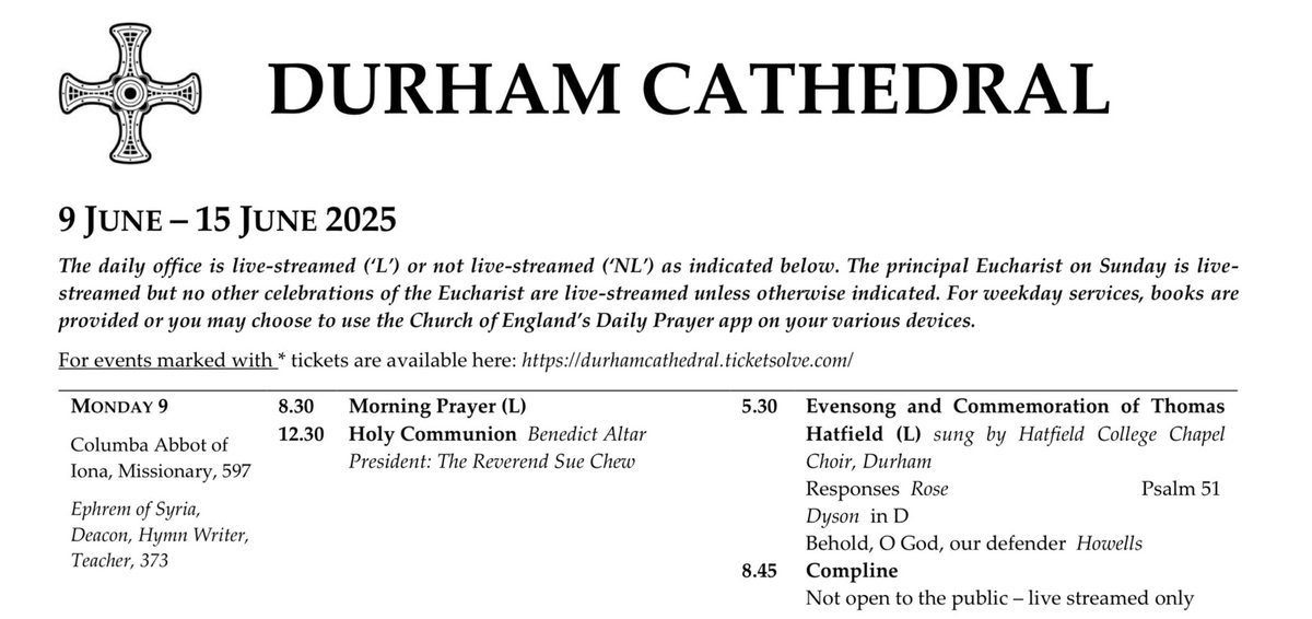 Tonight the Bishop Hatfield Evensong in <a href="/durhamcathedral/">Durham Cathedral</a> was a celebration of Thomas Hatfield, former Bishop of Durham. <a href="/hatfieldcollege/">Hatfield College</a>, founded in 1846, is named after him. Evensong was sung by the wonderful Hatfield College Chapel Choir #velprimusvelcumprimis