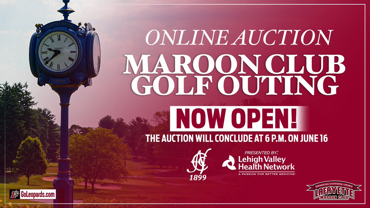 GoLeopards's tweet image. The Maroon Club is launching the first-ever online auction in coordination with the 14th annual Maroon Club Golf Outing on June 16‼️

📰 | goleopards.com/news/2025/6/9/…

#RollPards #ClimbTheHill 
@LafCol @LafayetteAlumni
