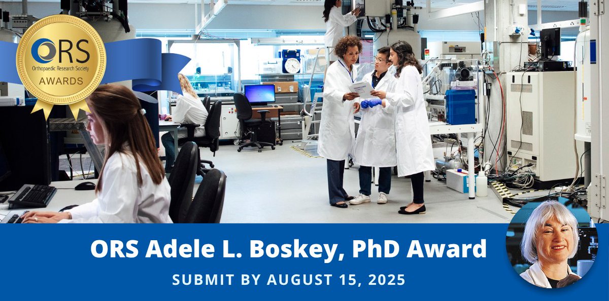 Nominations Now Open for the #ORS2026 Adele L. Boskey, PhD Award. $5,000 honorarium for a mid-career ORS member with outstanding mentorship and impactful research. Nominations are due August 15. Learn more and submit: bit.ly/3Re3QnU