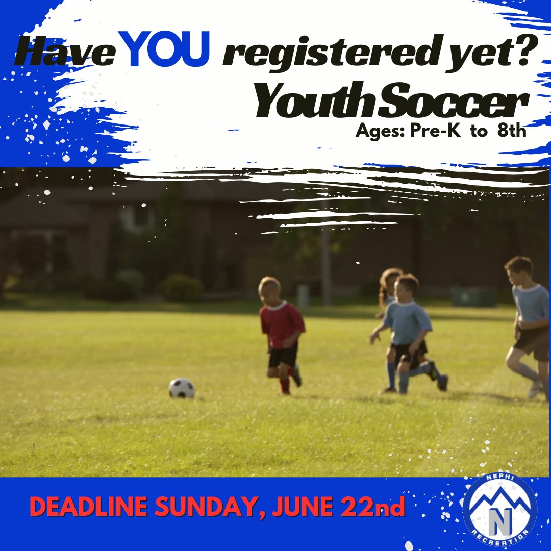 Nephi City (@nephicity) on Twitter photo Nephi Recreation is seeking youth participants for FALL Youth Soccer! Early registration ends in just little over a week. Don't miss the window to register at nephi.utah.gov/150/recreation Nephi Recreation is seeking youth participants for FALL Youth Soccer! Early registration ends in just little over a week. Don't miss the window to register at nephi.utah.gov/150/recreation