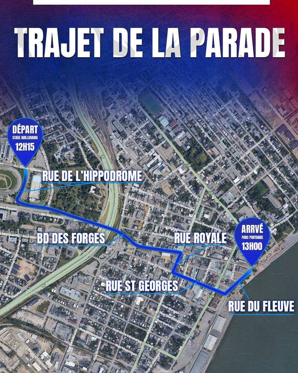 Nous aurons une parade à Trois-Rivières!🎉

Le 15 juin dès 12h15, venez célébrer avec les Champions de la Coupe Kelly!🏆

La parade partira du Stade Quillorama pour se rendre jusqu’au parc Portuaire, où les célébrations se poursuivront en bord de fleuve avec toute l’équipe!🦁