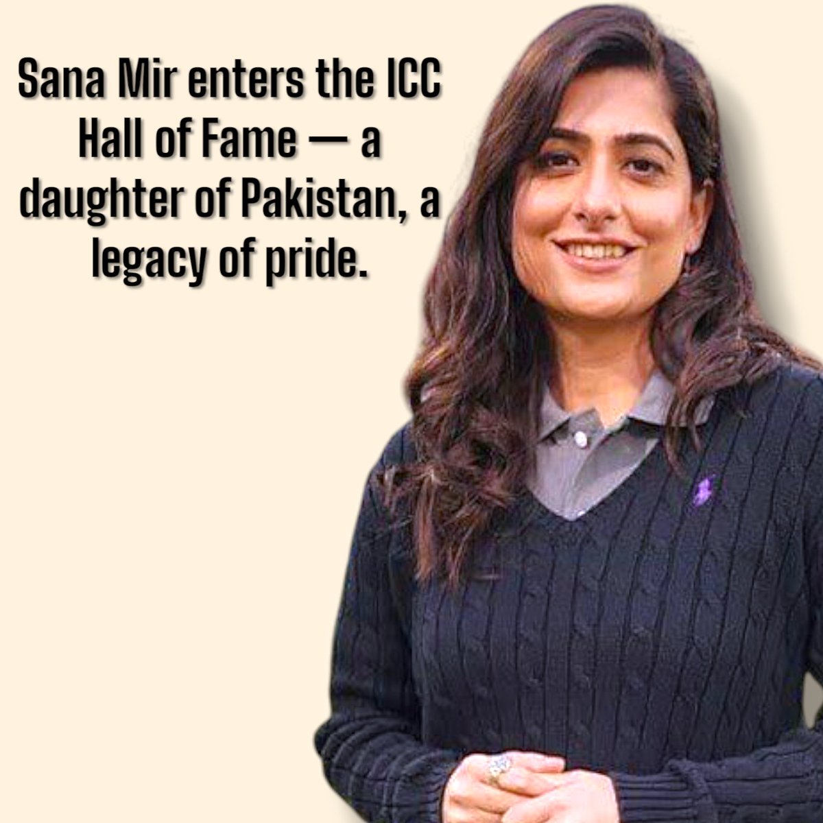 ثنا میر کو آئی سی سی ہال آف فیم میں شامل ہونے پر دل کی گہرائیوں سے مبارکباد پیش کرتا ہوں۔ یہ صرف ان کا ذاتی اعزاز نہیں، بلکہ پاکستان کے لیے ایک قابلِ فخر اور تاریخی لمحہ ہے۔ ان کی جدوجہد، وقار اور حوصلہ آئندہ نسلوں کے لیے مشعلِ راہ ہے۔ 

I extend my heartfelt congratulations to