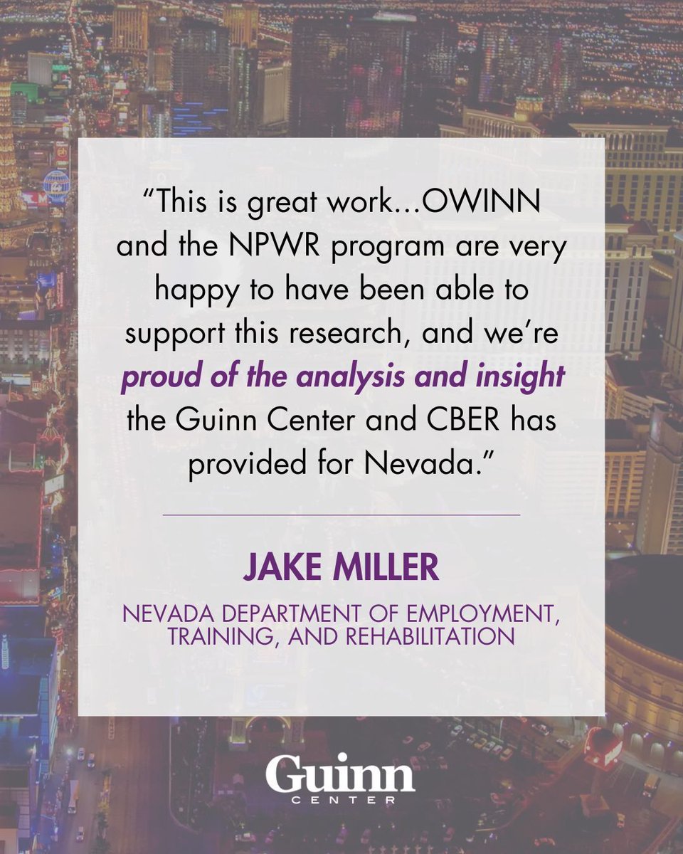 Kenny Guinn Center for Policy Priorities (@guinncenter) on Twitter photo Big thanks to OWINN & NPWR for the chance to produce this report—funded by the U.S. Dept. of Labor’s WIOA. Your support helped us, along with <a href="/CBER_UNLV/">CBER @ UNLV</a>, explore key labor trends & policy insights for Nevada’s future. <a href="/DETRJobConnect/">DETR NVJobConnect</a> Read full report: buff.ly/WVevvEA Big thanks to OWINN & NPWR for the chance to produce this report—funded by the U.S. Dept. of Labor’s WIOA. Your support helped us, along with <a href="/CBER_UNLV/">CBER @ UNLV</a>, explore key labor trends & policy insights for Nevada’s future. <a href="/DETRJobConnect/">DETR NVJobConnect</a> Read full report: buff.ly/WVevvEA