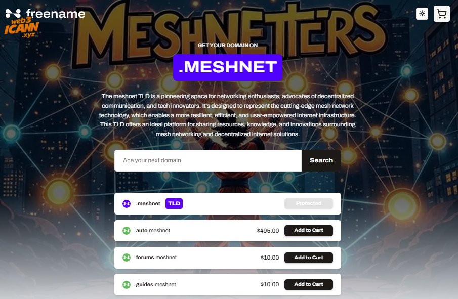 gokuDOTx's tweet image. 🌐 Exploring the power of .meshnet domains! Perfect for decentralized networking projects and mesh network innovations. The future of distributed connectivity starts with the right Web3 domain. Check it out on @freenameio! #MeshNetwork #Web3Domains #DecentralizedTech